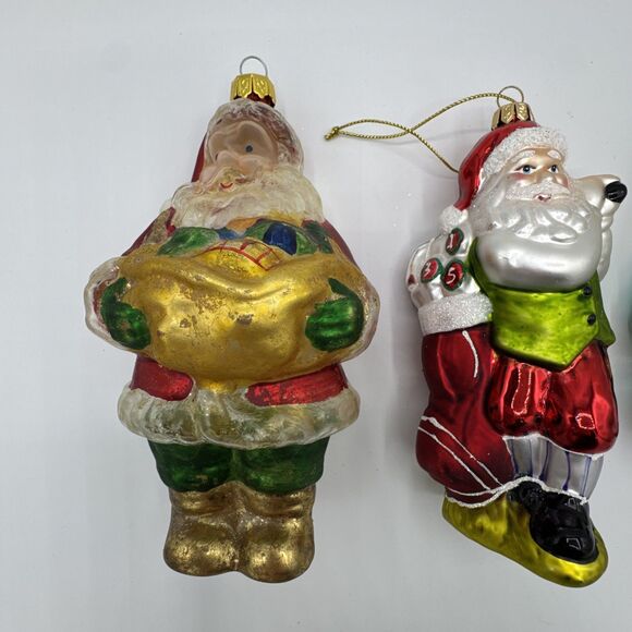 Vintage Hand Blown Glass Christmas Ornaments Lot Santa Clause Gingerbread House - Picture 9 of 15